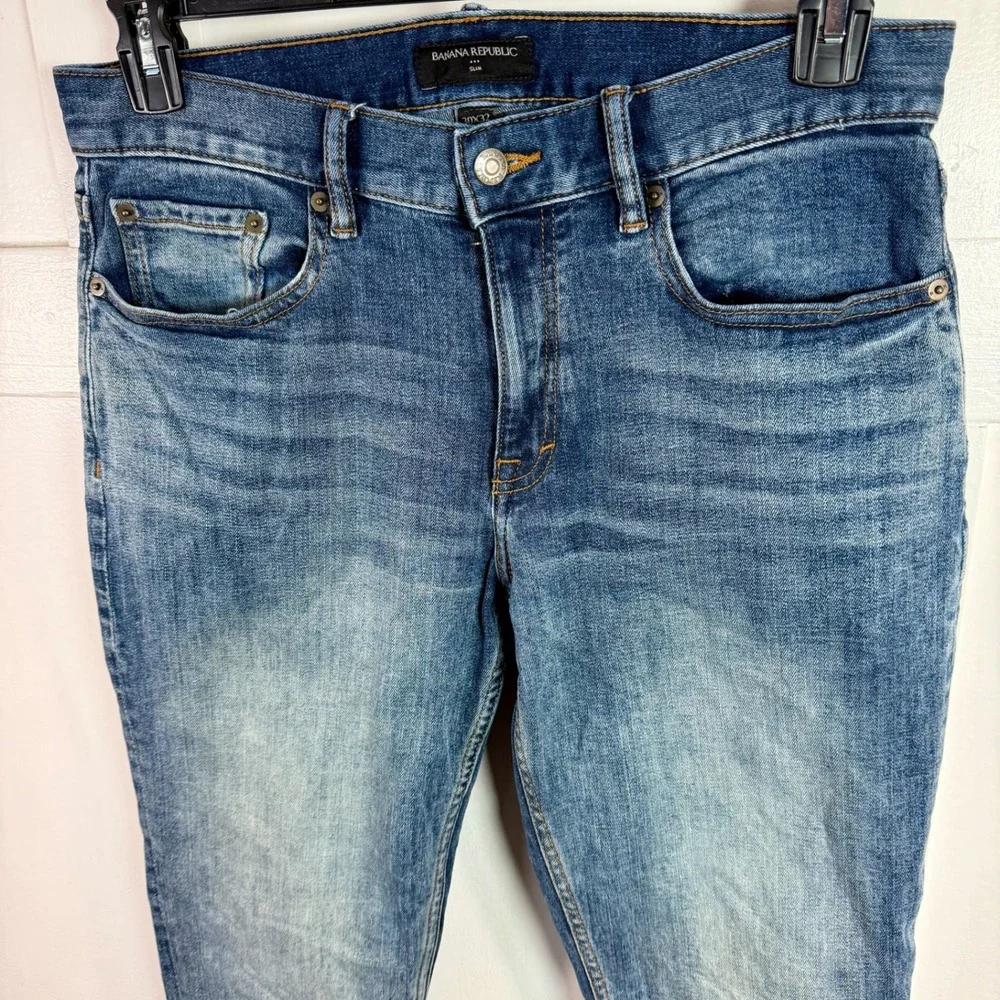 Banana Republic Slim‎ Medium Wash Distressed Denim Jeans Mens Size 30x32